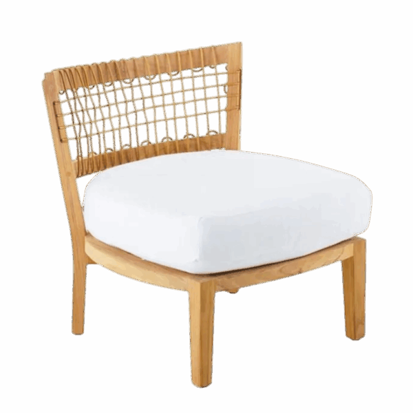 Synthesis low lounge chair in teak and WaProLace