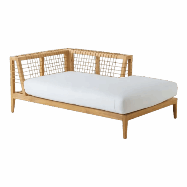 Synthesis Left Chaise-Longue Module in Teak and Waprolace