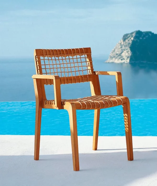 Synthesis small armchair in teak and WaProLace - Image 2