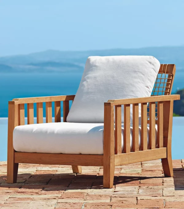 Synthesis armchair in teak and Waprolace with adjustable backrest - Image 2